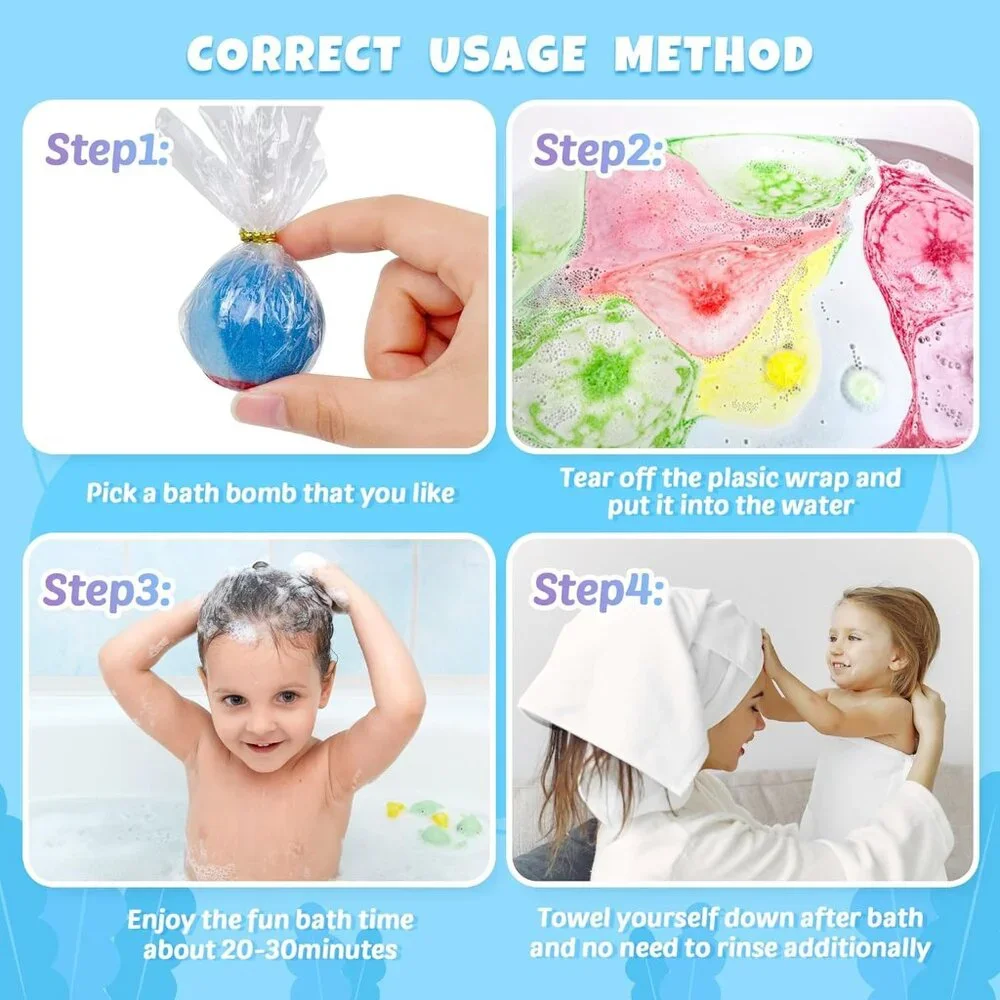 48pcs Bath Bombs for Kids with Toy Inside, Organic Colorful Bubble Bath for Kids